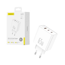 Adaptador Foneng Gan50-EU 3 Portas 1 USB-A+2 Tipo-C PD 65W Branco